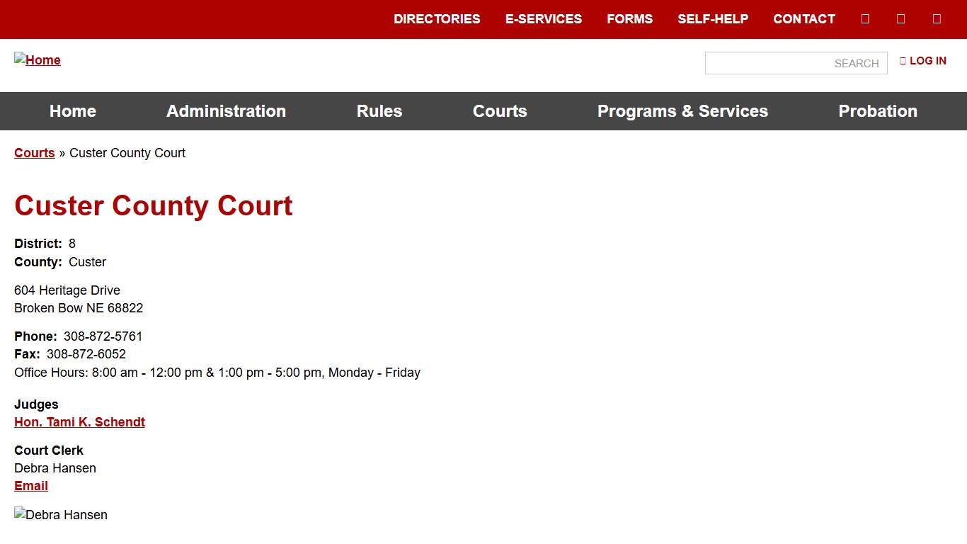 Custer County Court | Nebraska Judicial Branch